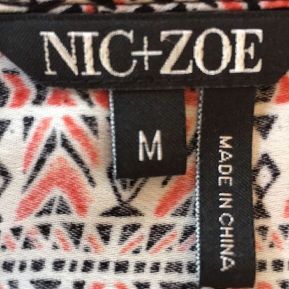 NIC+ZOE Tunic top sleeveless Patterned Tangerine orange black cream Medium - Picture 6 of 6